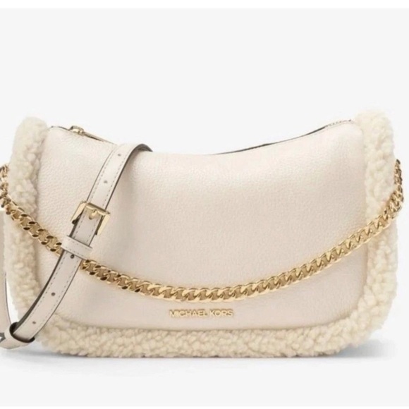 Michael Kors Handbags - MICHAEL KORS CARMELA Cream Multi
Medium Leather Chain Crossbody
Shearling
NWT